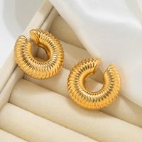 1 Pair Retro Solid Color Plating Stainless Steel Gold Plated Earrings main image 3