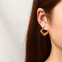 1 Pair Vintage Style Geometric Solid Color Plating Stainless Steel Hoop Earrings main image 3