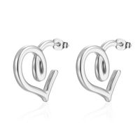 1 Pair Vintage Style Geometric Heart Shape Plating Stainless Steel Ear Studs sku image 1