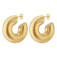 1 Pair Retro Solid Color Plating Stainless Steel Gold Plated Earrings sku image 7