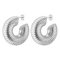 1 Pair Retro Solid Color Plating Stainless Steel Gold Plated Earrings sku image 3