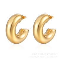 1 Pair Retro Solid Color Plating Stainless Steel Gold Plated Earrings sku image 4