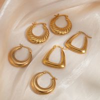 1 Pair Simple Style Commute Solid Color Plating Stainless Steel Gold Plated Earrings main image 1