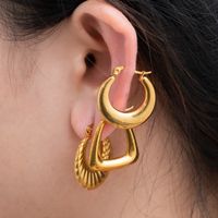 1 Pair Simple Style Commute Solid Color Plating Stainless Steel Gold Plated Earrings main image 4