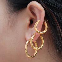 1 Set Simple Style Commute Solid Color Plating Stainless Steel Gold Plated Earrings main image 1