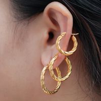 1 Set Simple Style Commute Solid Color Plating Stainless Steel Gold Plated Earrings sku image 2