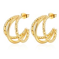 1 Pair Vintage Style Geometric Solid Color Plating Stainless Steel Hoop Earrings main image 5