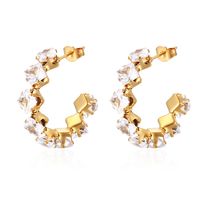 1 Pair Simple Style Commute Color Block Inlay Stainless Steel Zircon Earrings main image 4