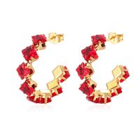 1 Pair Simple Style Commute Color Block Inlay Stainless Steel Zircon Earrings main image 5