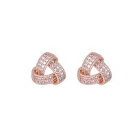 1 Pair Elegant Sweet Twist Plating Inlay Copper Zircon Gold Plated Ear Studs main image 5