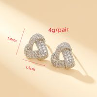 1 Pair Elegant Sweet Twist Plating Inlay Copper Zircon Gold Plated Ear Studs main image 2