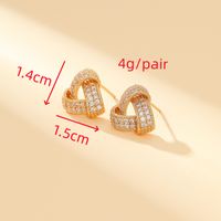 1 Pair Elegant Sweet Twist Plating Inlay Copper Zircon Gold Plated Ear Studs main image 3