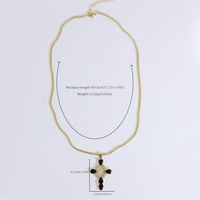 Luxurious Cross Copper Plating Metal Inlay Zircon 18k Gold Plated Pendant Necklace main image 2