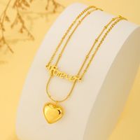 Titanium Steel 18K Gold Plated Vintage Style Plating Sun Letter Heart Shape Pendant Necklace main image 3