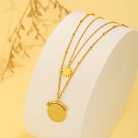 Titanium Steel 18K Gold Plated Vintage Style Plating Sun Letter Heart Shape Pendant Necklace main image 6