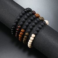 Retro Punk Round Natural Stone Men's Bracelets sku image 1