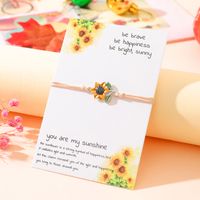 Sweet Sunflower Plant Bee Ccb Pu Leather Alloy Enamel Plating Inlay Rhinestones Gold Plated Rhodium Plated Unisex Drawstring Bracelets main image 4