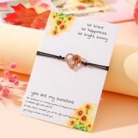 Sweet Sunflower Plant Bee Ccb Pu Leather Alloy Enamel Plating Inlay Rhinestones Gold Plated Rhodium Plated Unisex Drawstring Bracelets main image 7