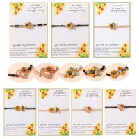 Süss Sonnenblume Anlage Biene Ccb Pu-leder Legierung Emaille Überzug Inlay Strasssteine Vergoldet Überzogen Mit Rhodium Unisex Kordelzug Armbänder main image 9