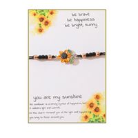 Sweet Sunflower Plant Bee Ccb Pu Leather Alloy Enamel Plating Inlay Rhinestones Gold Plated Rhodium Plated Unisex Drawstring Bracelets sku image 7