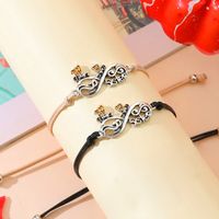 Vintage Style Pastoral Letter Infinity Bee Ccb Pu Leather Alloy Enamel Thanksgiving Unisex Drawstring Bracelets main image 5