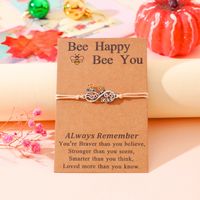 Vintage Style Pastoral Letter Infinity Bee Ccb Pu Leather Alloy Enamel Thanksgiving Unisex Drawstring Bracelets main image 6