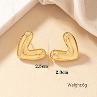 1 Pair Elegant Cute Romantic Heart Shape Irregular Plating Alloy Ferroalloy 14k Gold Plated Ear Studs main image 6