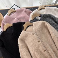 Women's Sports Solid Color Single Breasted Coat Fleece Jacket main image 4