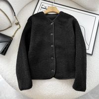 Women's Sports Solid Color Single Breasted Coat Fleece Jacket main image 3