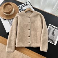 Women's Sports Solid Color Single Breasted Coat Fleece Jacket main image 2