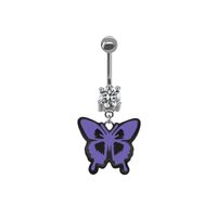 Japanese Style Punk Artistic Spider Butterfly Stainless Steel Alloy Copper Epoxy Plating Inlay Rhinestones White Gold Plated Gold Plated Belly Ring main image 2