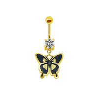 Japanese Style Punk Artistic Spider Butterfly Stainless Steel Alloy Copper Epoxy Plating Inlay Rhinestones White Gold Plated Gold Plated Belly Ring main image 6