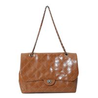 Women's Pu Leather Solid Color Streetwear Square Lock Clasp Tote Bag sku image 2