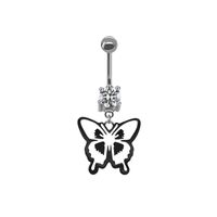 Japanese Style Punk Artistic Spider Butterfly Stainless Steel Alloy Copper Epoxy Plating Inlay Rhinestones White Gold Plated Gold Plated Belly Ring sku image 1