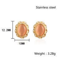 1 Pair Elegant French Style Oval Polishing Plating Inlay 304 Stainless Steel Opal 18K Gold Plated Ear Studs main image 2