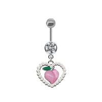 Casual Streetwear Moon Heart Shape Bow Knot Stainless Steel Glass Copper Plating Inlay Zircon White Gold Plated Belly Ring main image 2