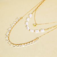 Style Simple Style Classique Coquille Alliage Placage Plaqué Or Femmes Collier En Couches main image 4