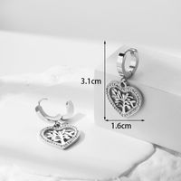 1 Pair French Style Simple Style Heart Shape Life Tree Plating Hollow Out Inlay Stainless Steel Zircon 18k Gold Plated Drop Earrings main image 2