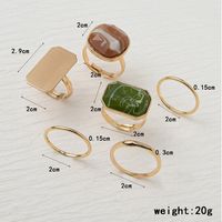 Ig Style Elegant Geometric Alloy Stone Plating Inlay Artificial Gemstones Gold Plated Women's Rings main image 4