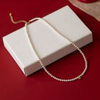 Elegant Round Imitation Pearl Sterling Silver Plating Gold Plated Pendant Necklace main image 3