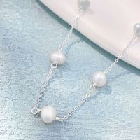 Élégant Perle Argent Sterling Placage Perles Artificielles Plaqué Or Collier Ras De Cou sku image 1