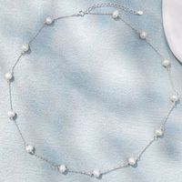 Élégant Perle Argent Sterling Placage Perles Artificielles Plaqué Or Collier Ras De Cou main image 1