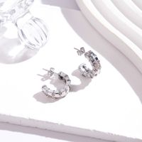 1 Pair Simple Style C Shape Circle Heart Shape Plating Inlay Stainless Steel Zircon 18k Gold Plated Ear Studs main image 4