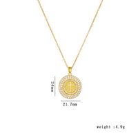 Hip-hop Vintage Style Cross Copper Plating Inlay Zircon Gold Plated Unisex Pendant Necklace main image 2