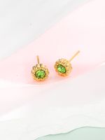 1 Pair Elegant Lady Geometric Plating Inlay 304 Stainless Steel Zircon 18K Gold Plated Ear Studs main image 1