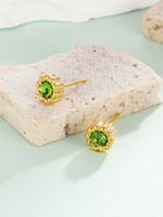 1 Pair Elegant Lady Geometric Plating Inlay 304 Stainless Steel Zircon 18K Gold Plated Ear Studs main image 3