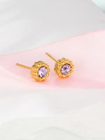 1 Pair Elegant Lady Geometric Plating Inlay 304 Stainless Steel Zircon 18K Gold Plated Ear Studs main image 4