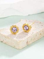 1 Pair Elegant Lady Geometric Plating Inlay 304 Stainless Steel Zircon 18K Gold Plated Ear Studs main image 5