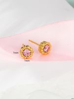 1 Pair Elegant Lady Geometric Plating Inlay 304 Stainless Steel Zircon 18K Gold Plated Ear Studs main image 6