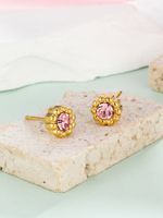 1 Pair Elegant Lady Geometric Plating Inlay 304 Stainless Steel Zircon 18K Gold Plated Ear Studs main image 7
